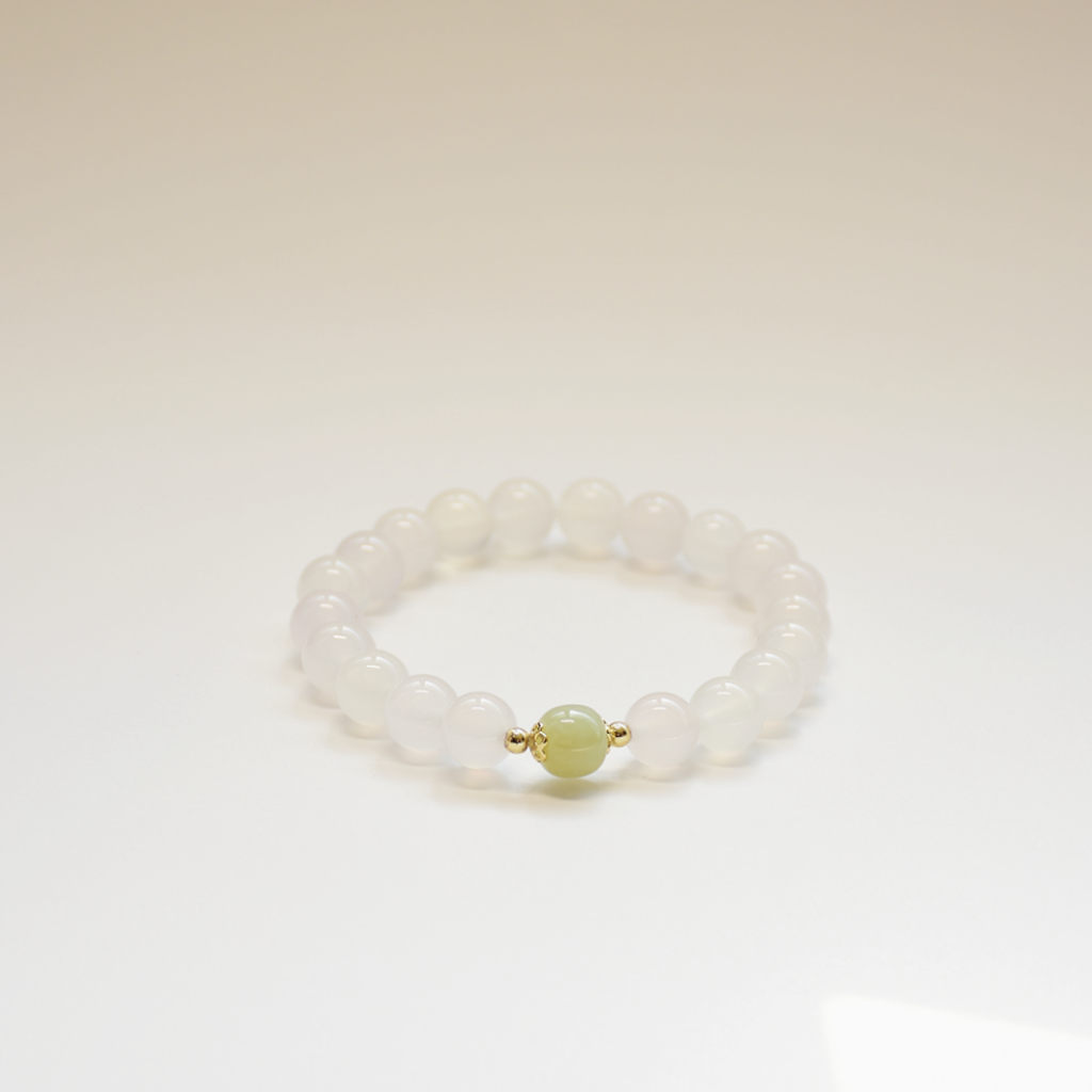 White Agate & Hetian Jade Bracelet