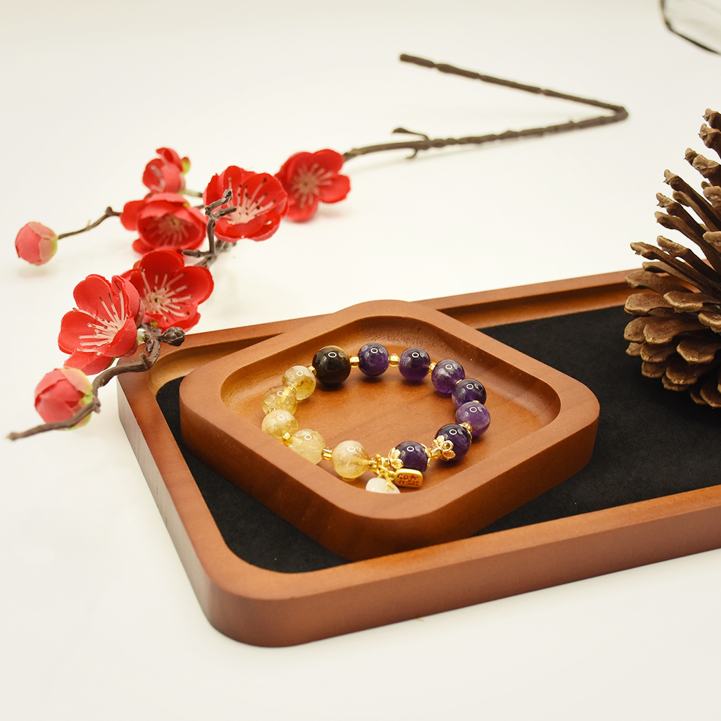 Wealth-Attracting Citrine, Amethyst & Tiger’s Eye Bracelet
