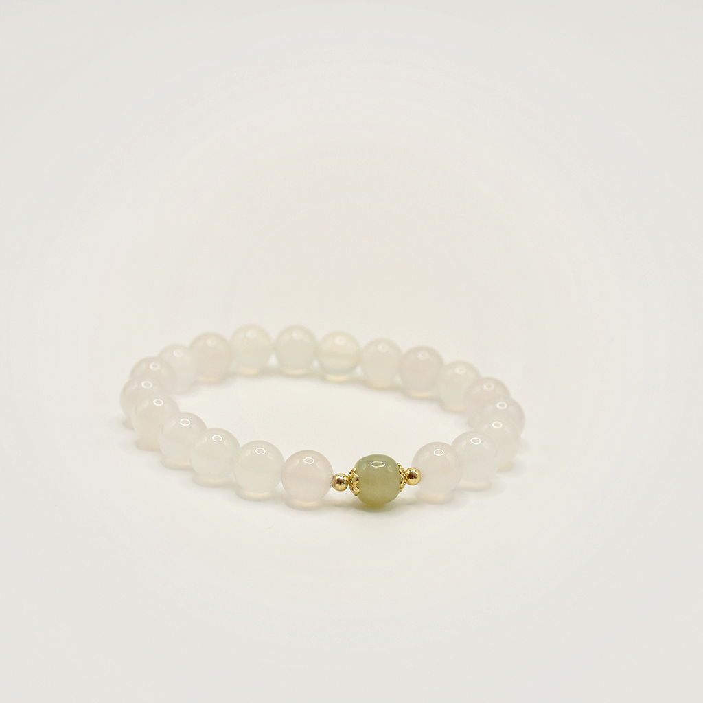 White Agate & Hetian Jade Bracelet