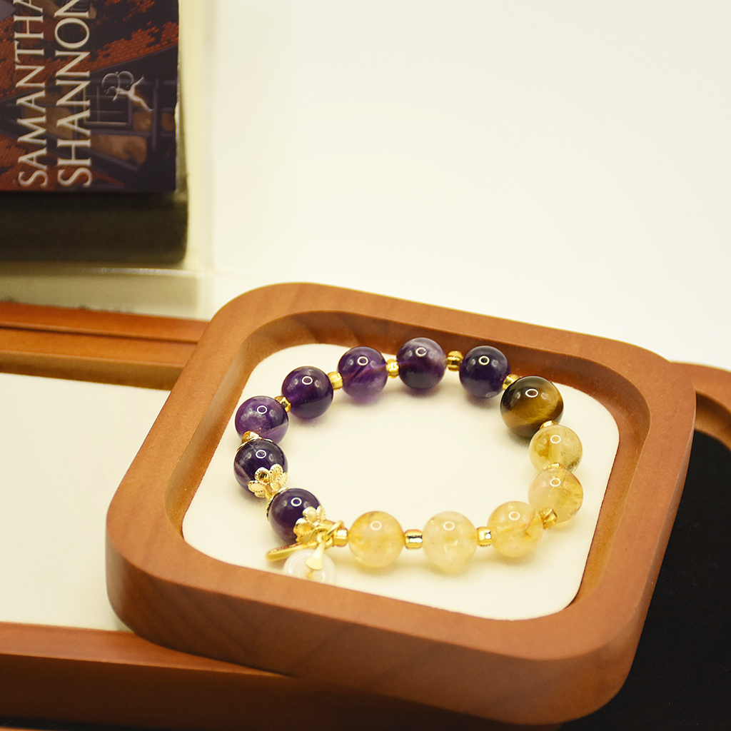 Wealth-Attracting Citrine, Amethyst & Tiger’s Eye Bracelet