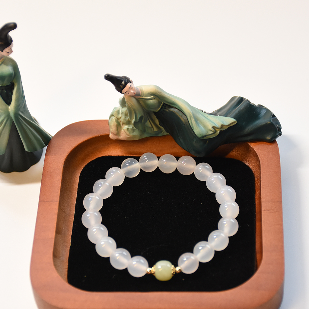 White Agate & Hetian Jade Bracelet