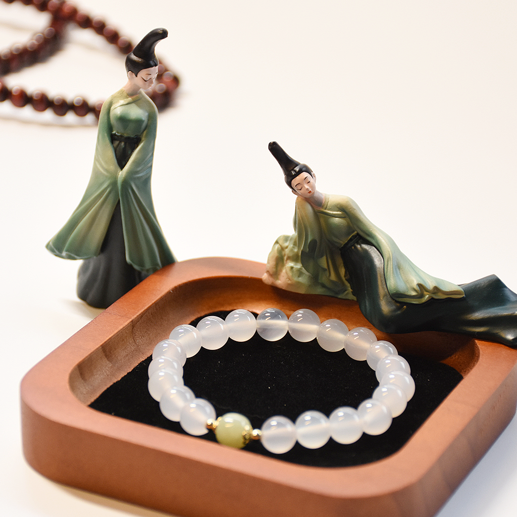 White Agate & Hetian Jade Bracelet