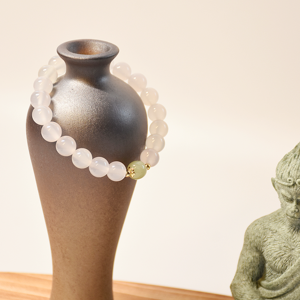 White Agate & Hetian Jade Bracelet