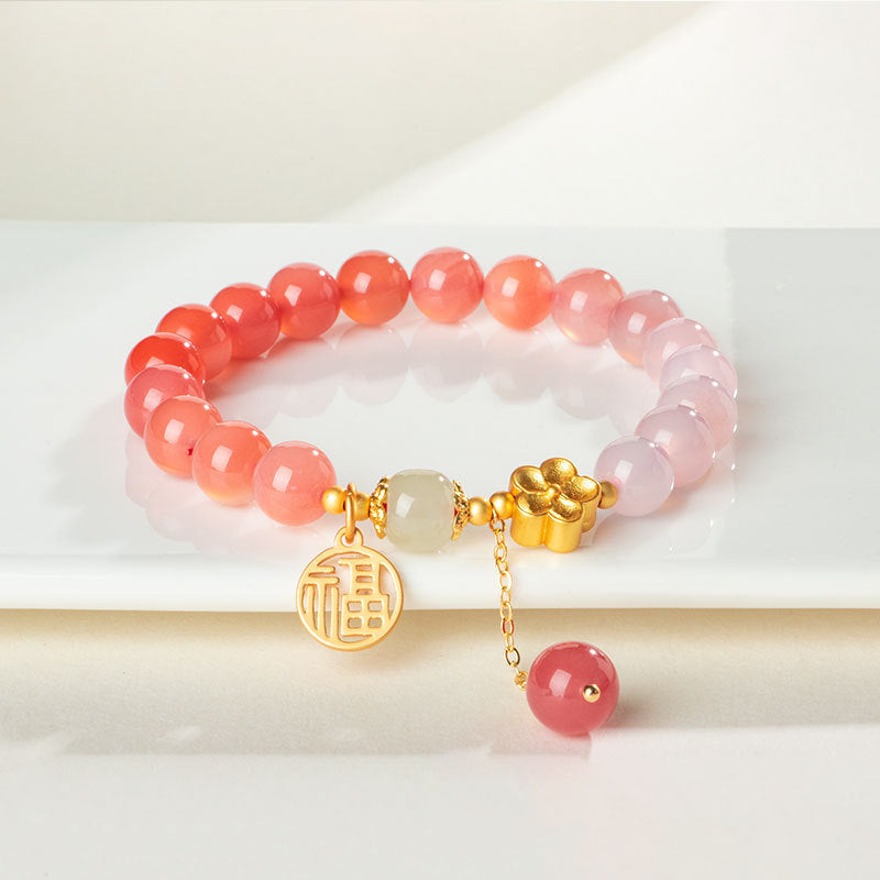 Gradient Yanyuan Agate & Hetian Jade Beaded Bracelet