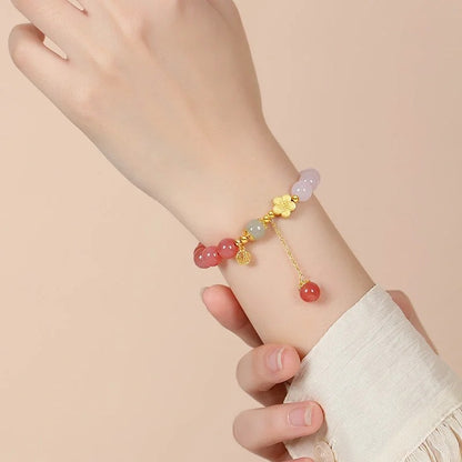 Gradient Yanyuan Agate & Hetian Jade Beaded Bracelet
