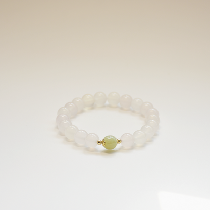 White Agate & Hetian Jade Bracelet