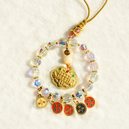 Fortune Five-Way Wealth God & Ruyi Lock Car Charm