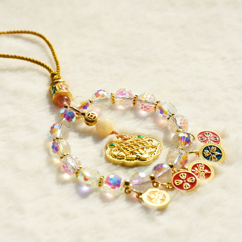 Fortune Five-Way Wealth God & Ruyi Lock Car Charm
