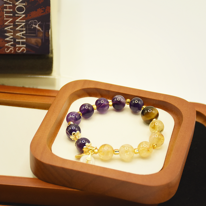 Wealth-Attracting Citrine, Amethyst & Tiger’s Eye Bracelet
