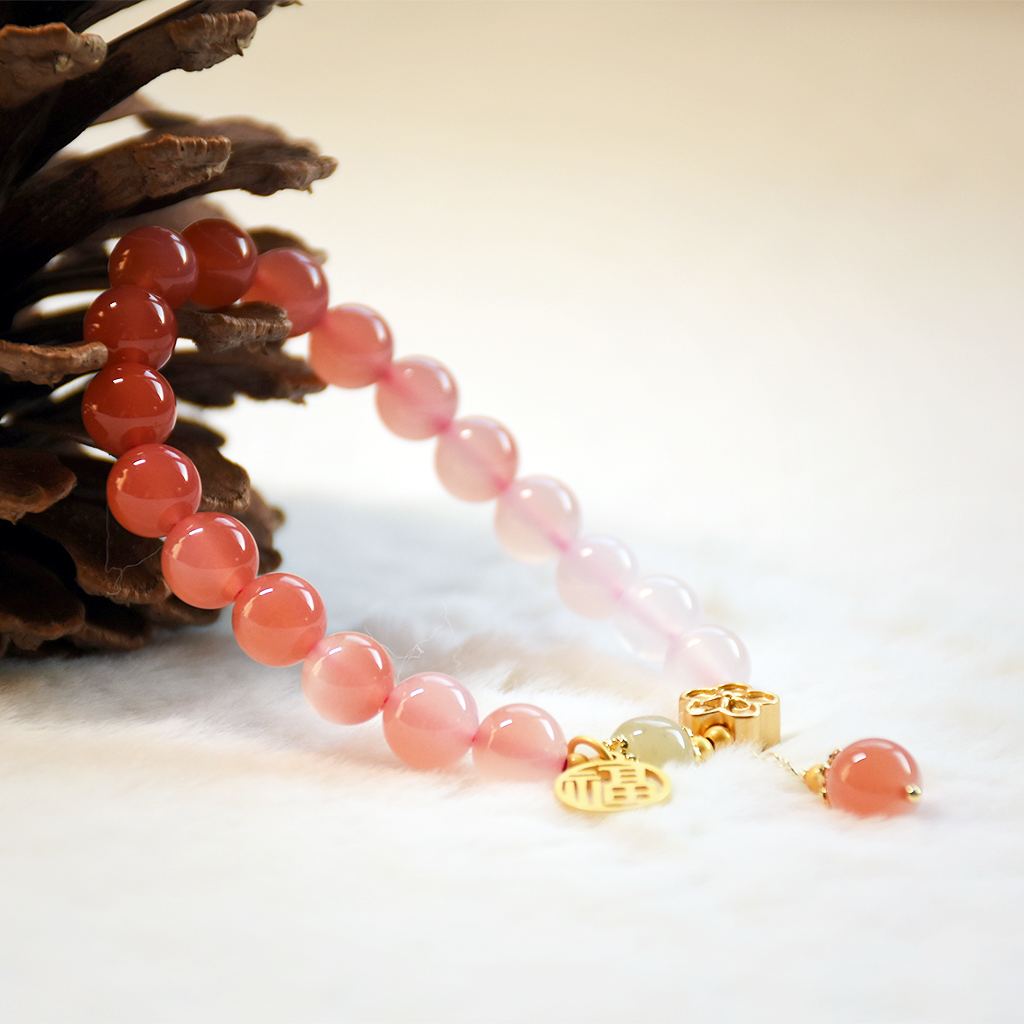 Gradient Yanyuan Agate & Hetian Jade Beaded Bracelet