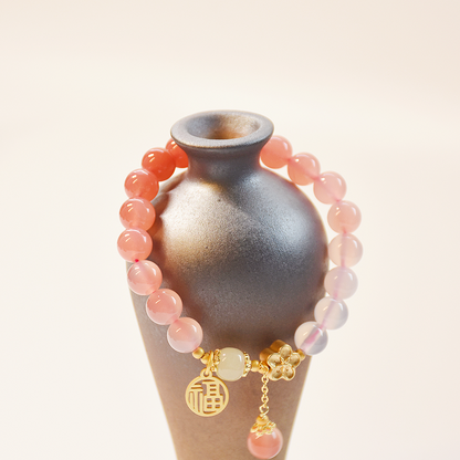 Gradient Yanyuan Agate & Hetian Jade Beaded Bracelet
