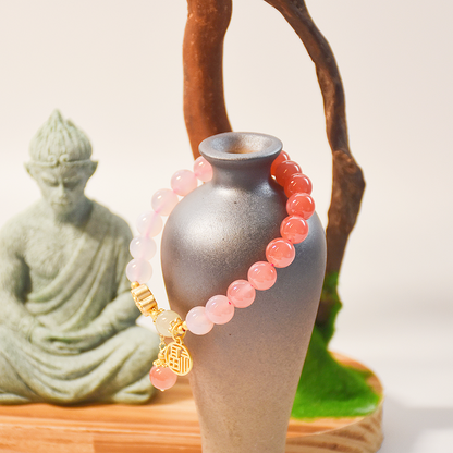 Gradient Yanyuan Agate & Hetian Jade Beaded Bracelet
