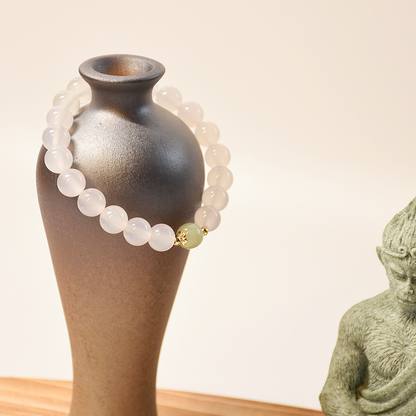 White Agate & Hetian Jade Bracelet
